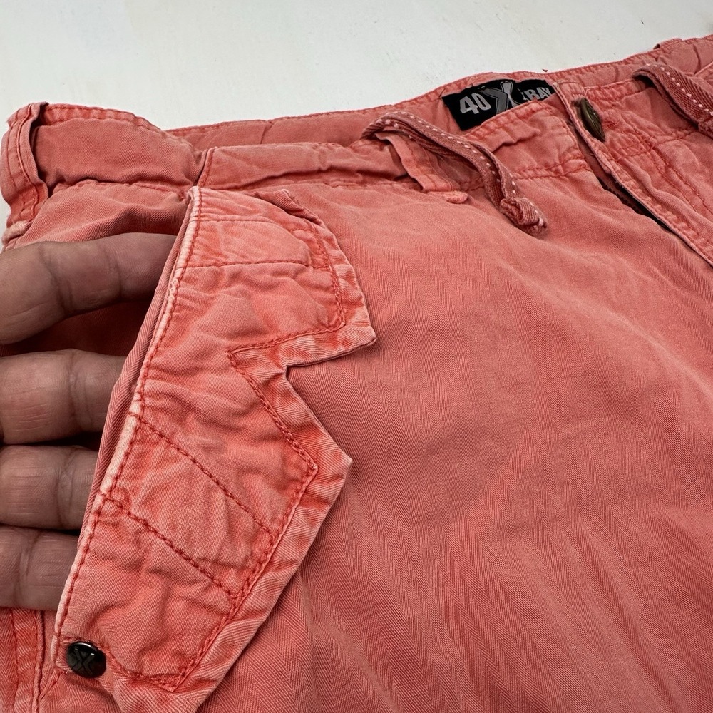 VTG‎ XRay Mens Herringbone Cargo Shorts 40 X 15 Faded Red Military Skater Y2K - Picture 7 of 16